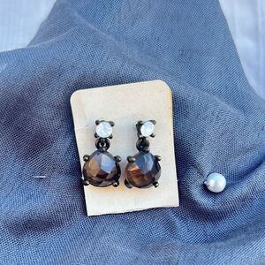 Elegant Brown and Silver Drop Earrings